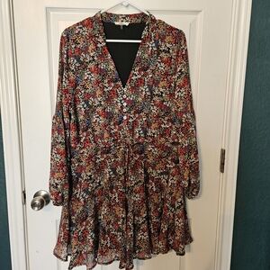 Entro Multicolor Floral Long Sleeve Dress
